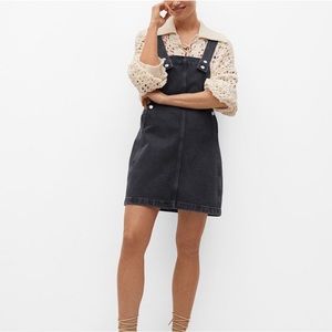 Mango Women’s Black Denim Pinafore Dress Size M